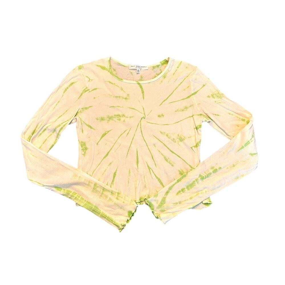 Truly Madly Deeply Green & White Tie Dye Long Sleeve Crop Top – Size M